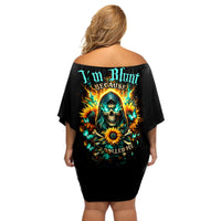 Sunflower Skull Off Shoulder Short Dress I'm Blunt Because God Rolled Me That Way - Wonder Print Shop