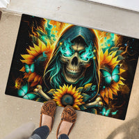 Sunflower Skull Rubber Doormat I'm Blunt Because God Rolled Me That Way - Wonder Print Shop