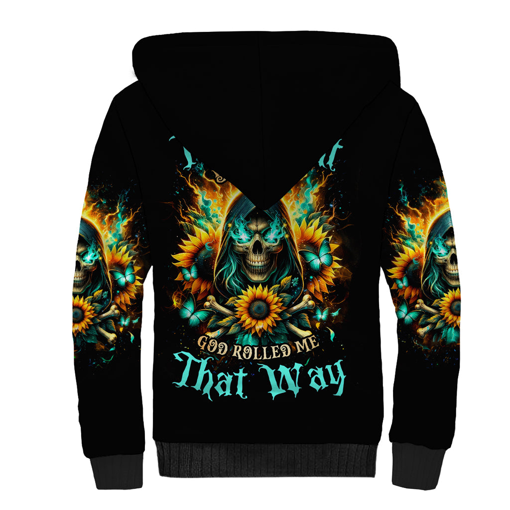 Sunflower Skull Sherpa Hoodie I'm Blunt Because God Rolled Me That Way - Wonder Print Shop