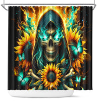 Sunflower Skull Shower Curtain I'm Blunt Because God Rolled Me That Way