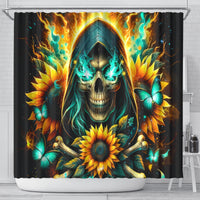 Sunflower Skull Shower Curtain I'm Blunt Because God Rolled Me That Way