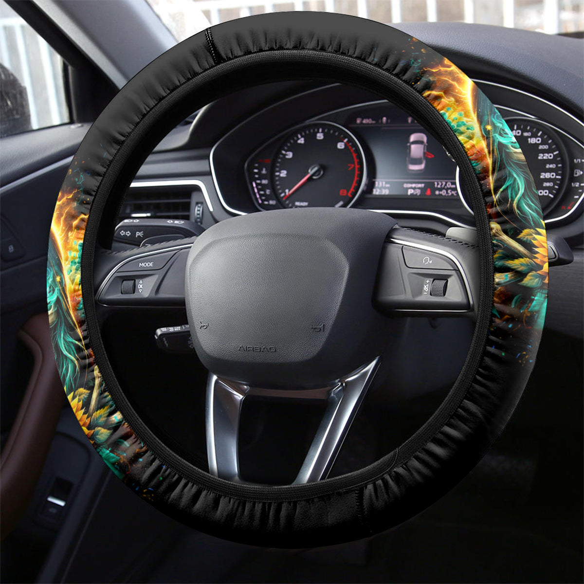 Sunflower Skull Steering Wheel Cover I'm Blunt Because God Rolled Me That Way - Wonder Print Shop