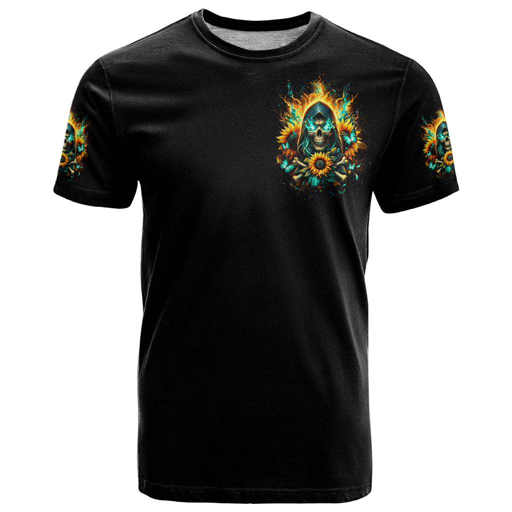 Sunflower Skull T Shirt I'm Blunt Because God Rolled Me That Way - Wonder Print Shop