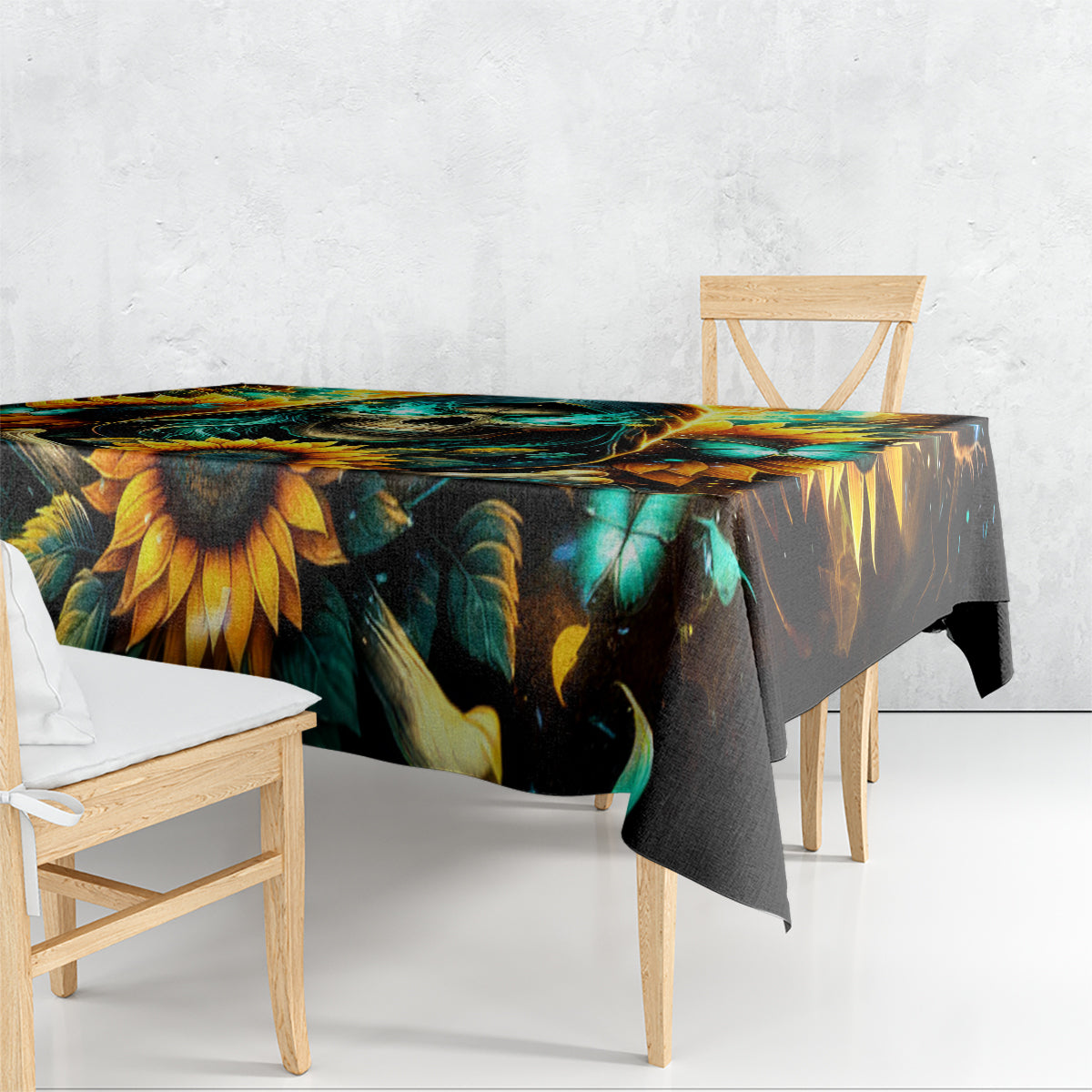 Sunflower Skull Tablecloth I'm Blunt Because God Rolled Me That Way - Wonder Print Shop