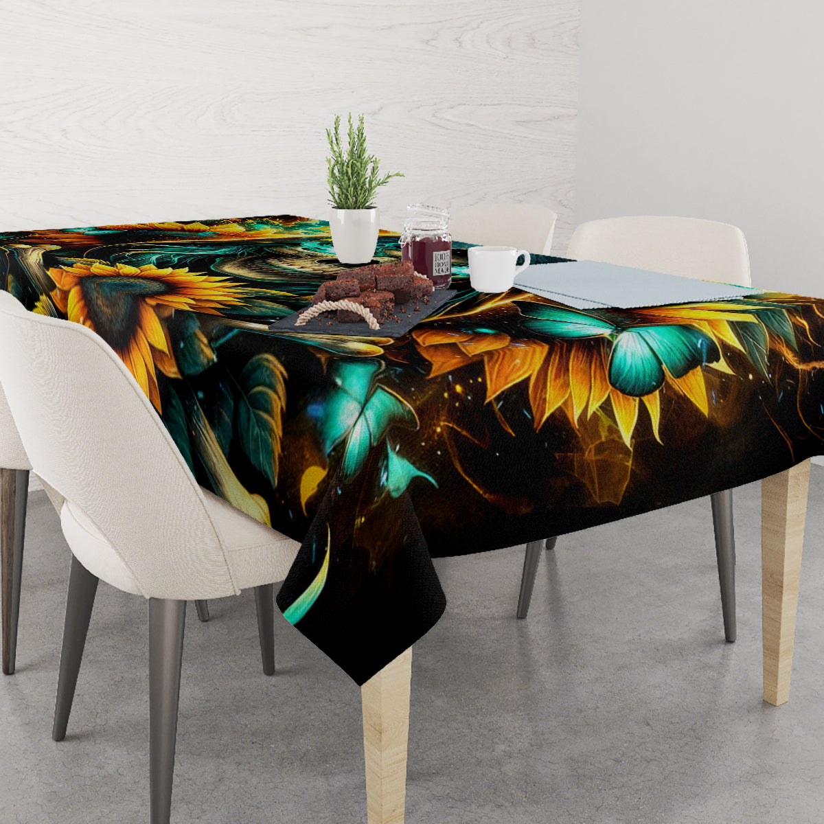 Sunflower Skull Tablecloth I'm Blunt Because God Rolled Me That Way - Wonder Print Shop