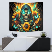 Sunflower Skull Tapestry I'm Blunt Because God Rolled Me That Way - Wonder Print Shop