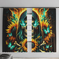 Sunflower Skull Window Curtain I'm Blunt Because God Rolled Me That Way - Wonder Print Shop