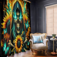 Sunflower Skull Window Curtain I'm Blunt Because God Rolled Me That Way - Wonder Print Shop