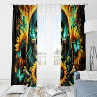 Sunflower Skull Window Curtain I'm Blunt Because God Rolled Me That Way - Wonder Print Shop