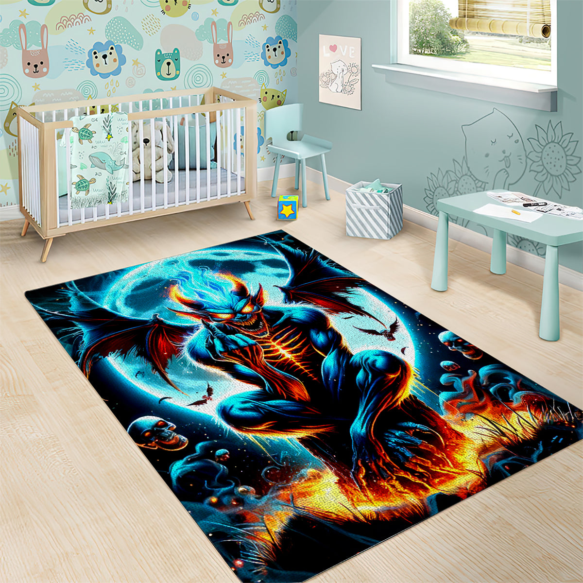 Devil Skull Area Rug One Day I'm Gonna Just Say And Let My Demons Out Play - Wonder Print Shop