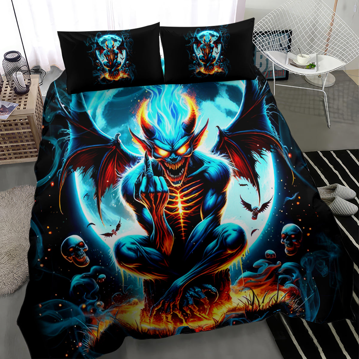 Devil Skull Bedding Set One Day I'm Gonna Just Say And Let My Demons Out Play - Wonder Print Shop