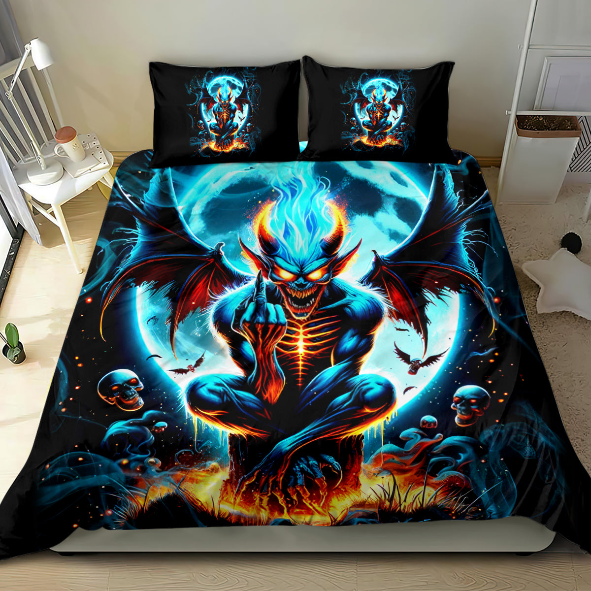 Devil Skull Bedding Set One Day I'm Gonna Just Say And Let My Demons Out Play - Wonder Print Shop