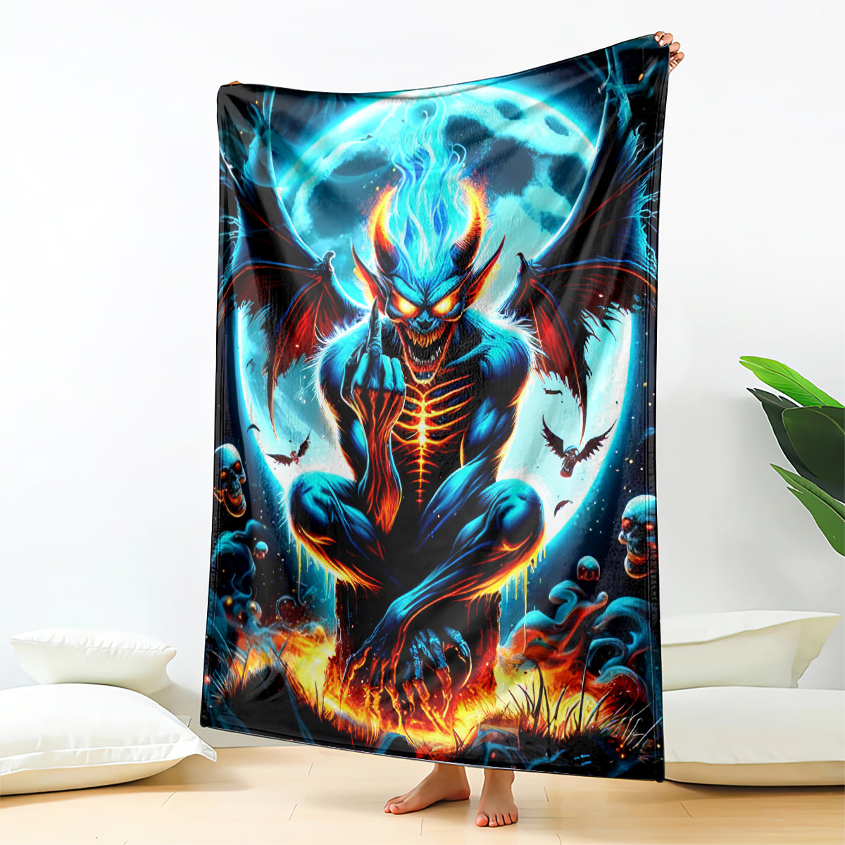 Devil Skull Blanket One Day I'm Gonna Just Say And Let My Demons Out Play