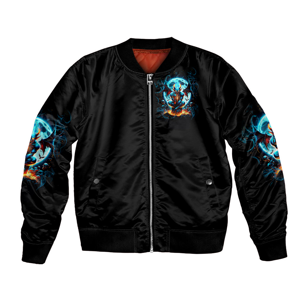 Devil Skull Bomber Jacket One Day I'm Gonna Just Say And Let My Demons Out Play - Wonder Print Shop