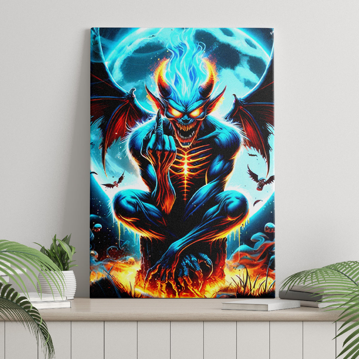 Devil Skull Canvas Wall Art One Day I'm Gonna Just Say And Let My Demons Out Play - Wonder Print Shop