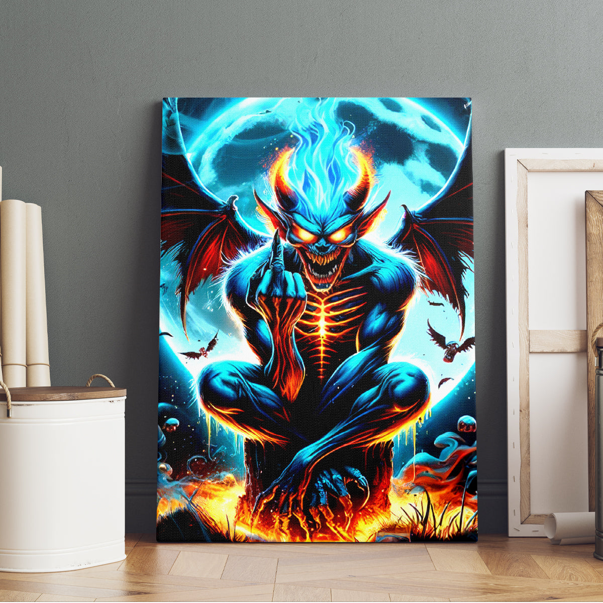 Devil Skull Canvas Wall Art One Day I'm Gonna Just Say And Let My Demons Out Play - Wonder Print Shop