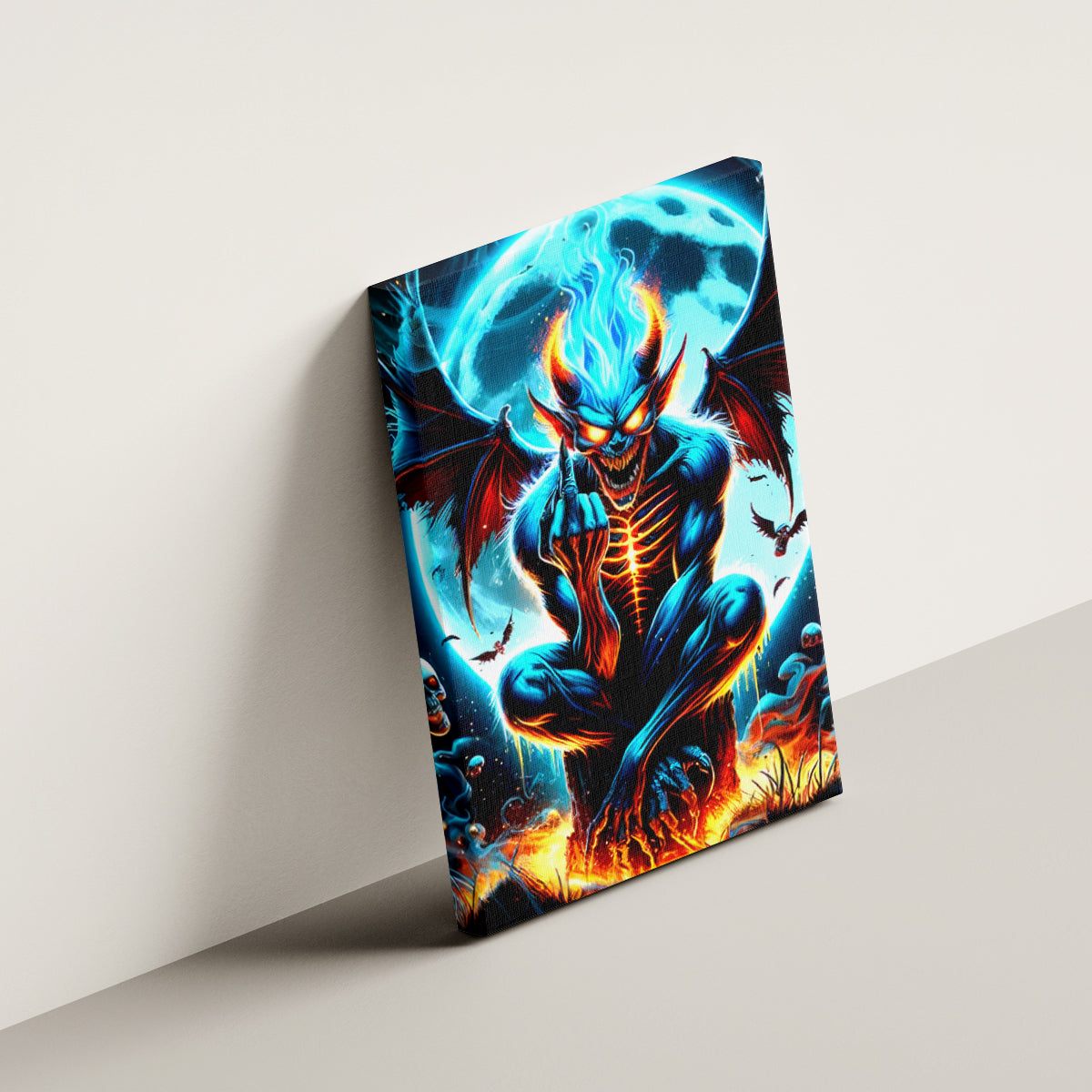 Devil Skull Canvas Wall Art One Day I'm Gonna Just Say And Let My Demons Out Play - Wonder Print Shop