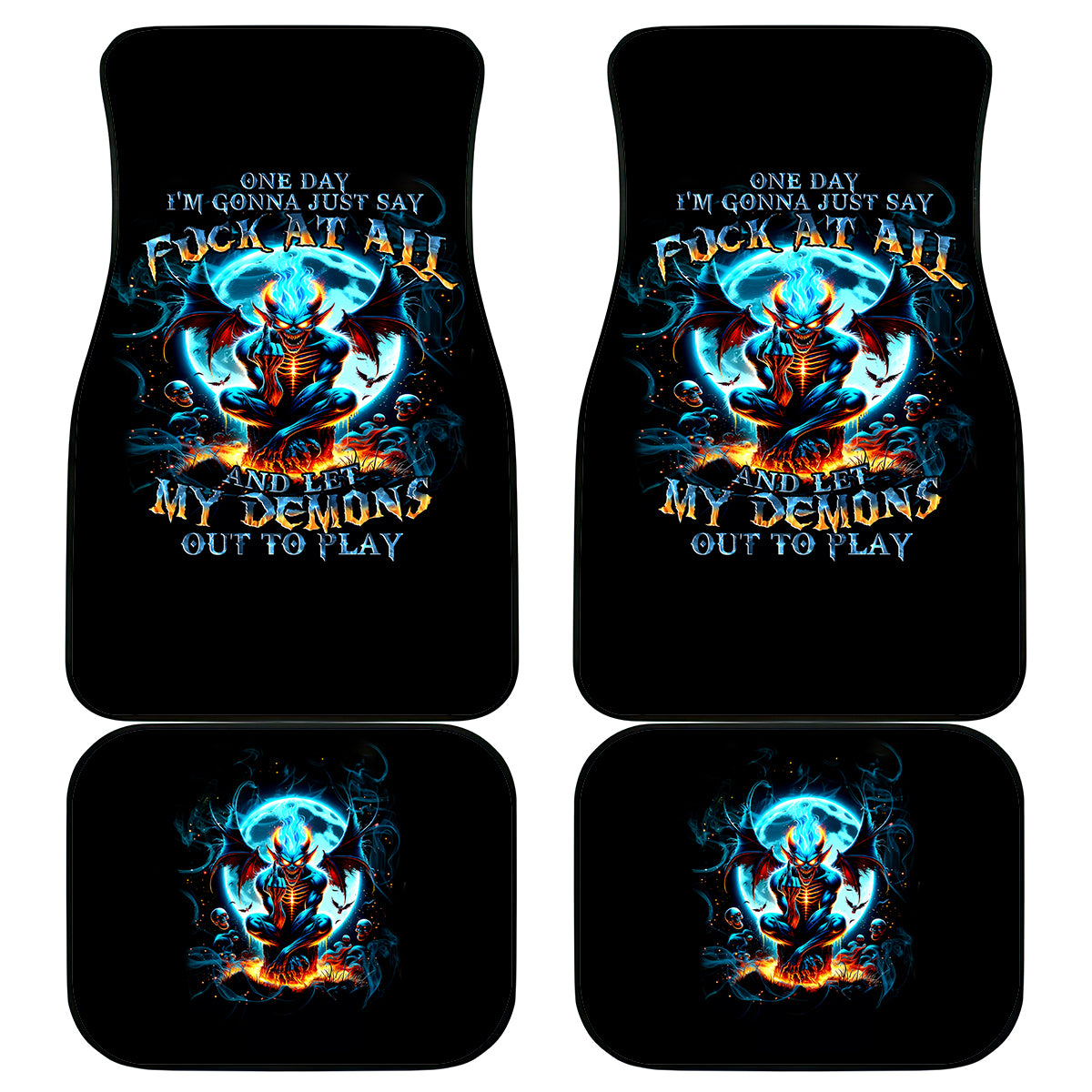 Devil Skull Car Mats One Day I'm Gonna Just Say And Let My Demons Out Play - Wonder Print Shop