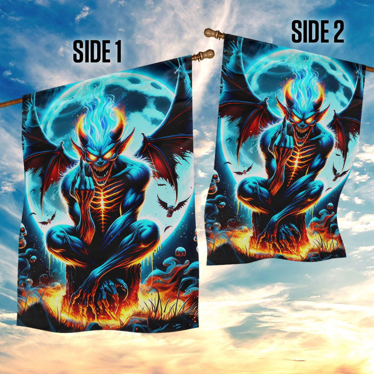 Devil Skull Garden Flag One Day I'm Gonna Just Say And Let My Demons Out Play - Wonder Print Shop