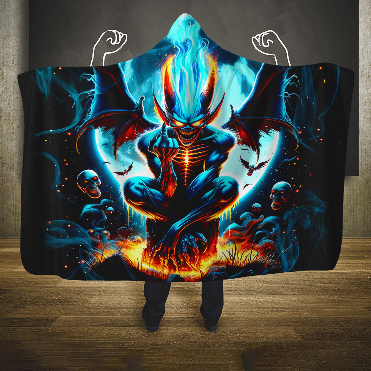 Devil Skull Hooded Blanket One Day I'm Gonna Just Say And Let My Demons Out Play