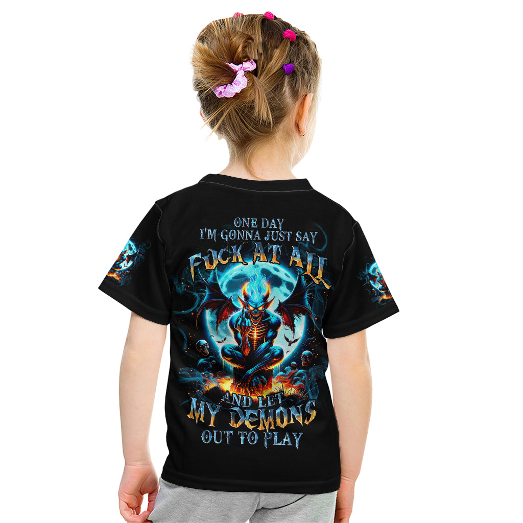 Devil Skull Kid T Shirt One Day I'm Gonna Just Say And Let My Demons Out Play - Wonder Print Shop