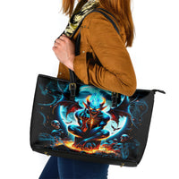 Devil Skull Leather Tote Bag One Day I'm Gonna Just Say And Let My Demons Out Play - Wonder Print Shop
