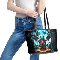 Devil Skull Leather Tote Bag One Day I'm Gonna Just Say And Let My Demons Out Play - Wonder Print Shop