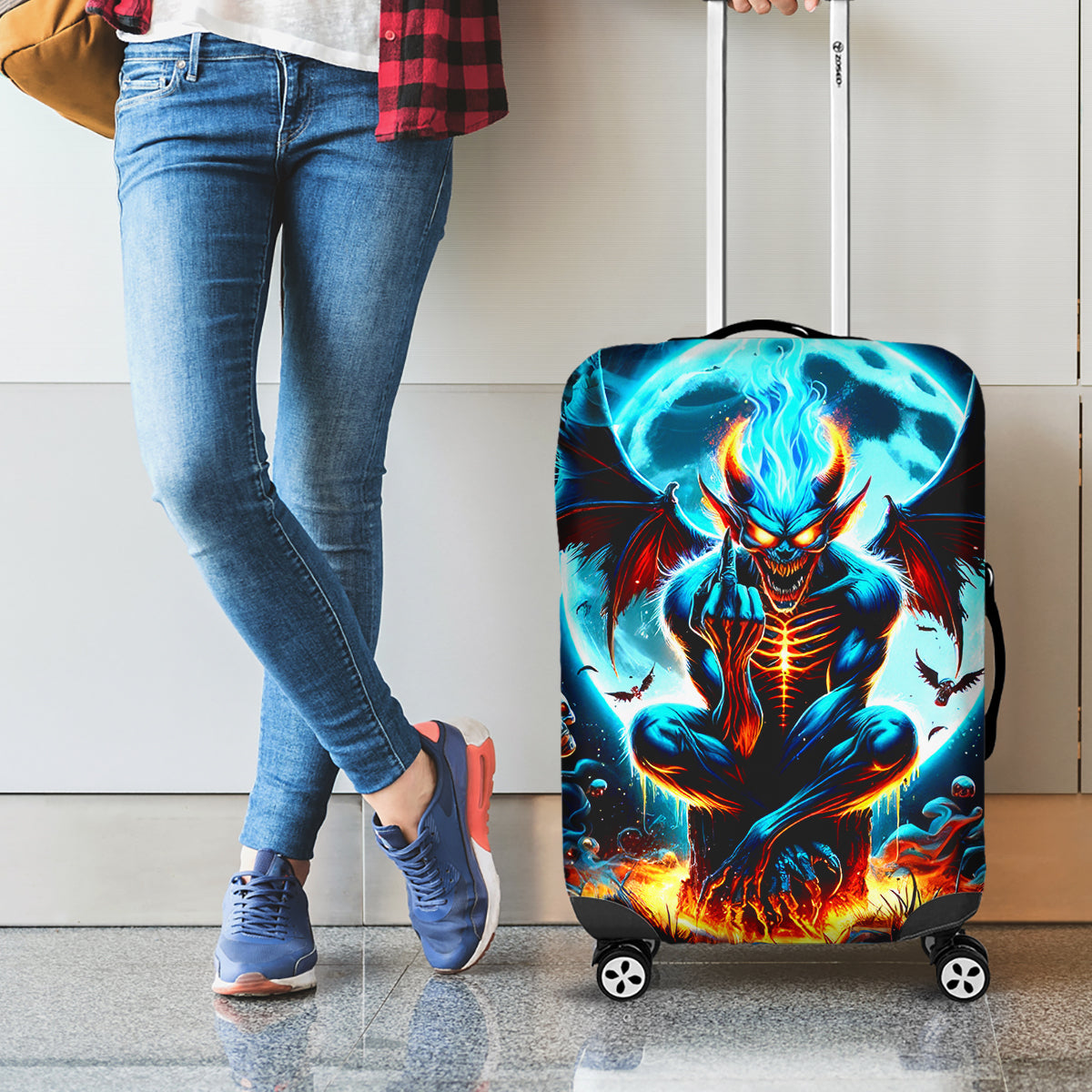 Devil Skull Luggage Cover One Day I'm Gonna Just Say And Let My Demons Out Play - Wonder Print Shop