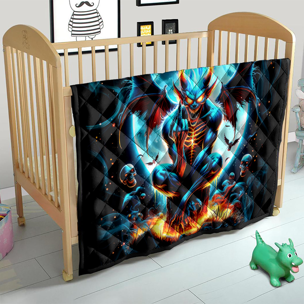 Devil Skull Quilt One Day I'm Gonna Just Say And Let My Demons Out Play - Wonder Print Shop