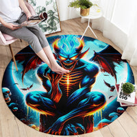 Devil Skull Round Carpet One Day I'm Gonna Just Say And Let My Demons Out Play