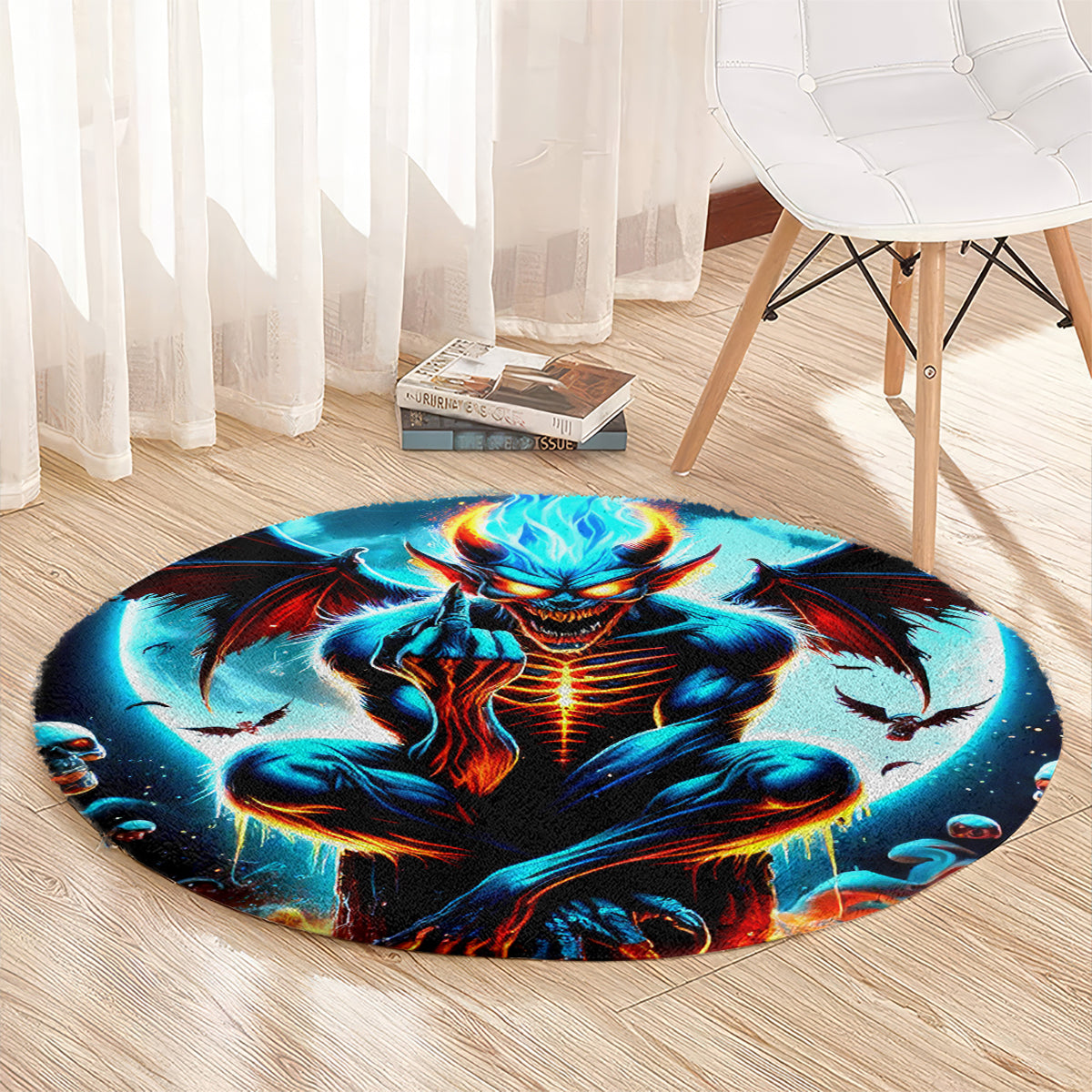 Devil Skull Round Carpet One Day I'm Gonna Just Say And Let My Demons Out Play