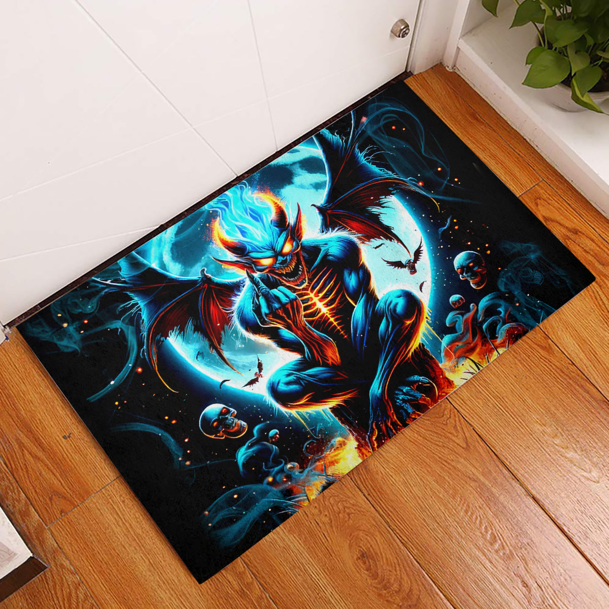 Devil Skull Rubber Doormat One Day I'm Gonna Just Say And Let My Demons Out Play - Wonder Print Shop