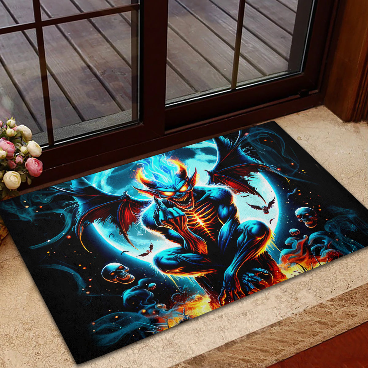 Devil Skull Rubber Doormat One Day I'm Gonna Just Say And Let My Demons Out Play - Wonder Print Shop