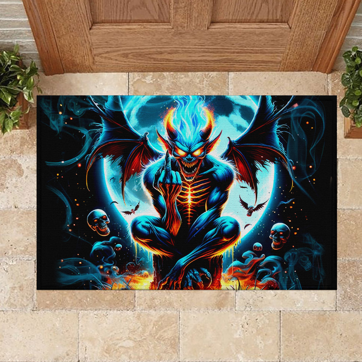 Devil Skull Rubber Doormat One Day I'm Gonna Just Say And Let My Demons Out Play - Wonder Print Shop