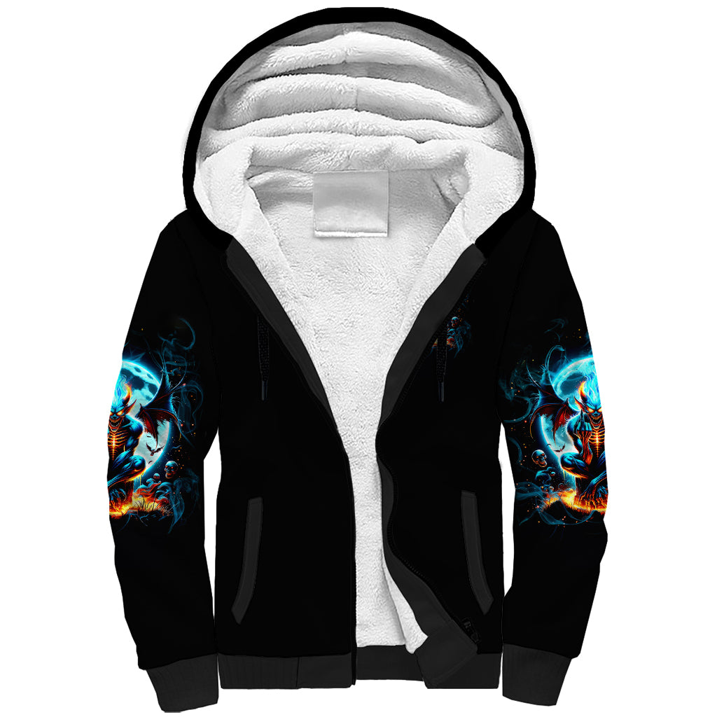 Devil Skull Sherpa Hoodie One Day I'm Gonna Just Say And Let My Demons Out Play - Wonder Print Shop