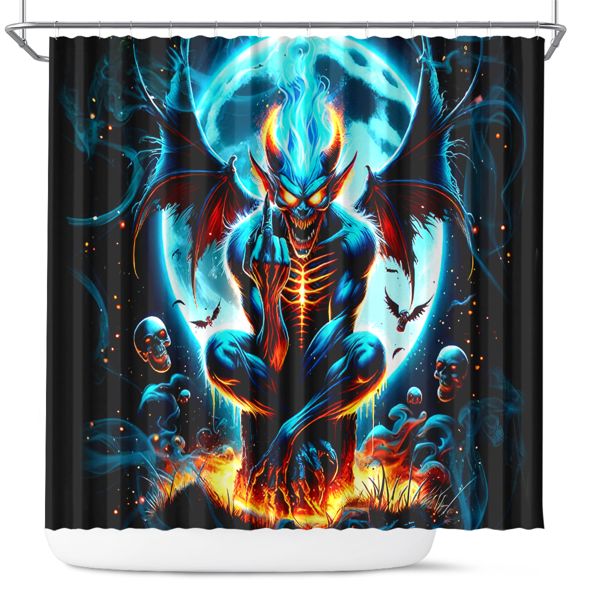 Devil Skull Shower Curtain One Day I'm Gonna Just Say And Let My Demons Out Play