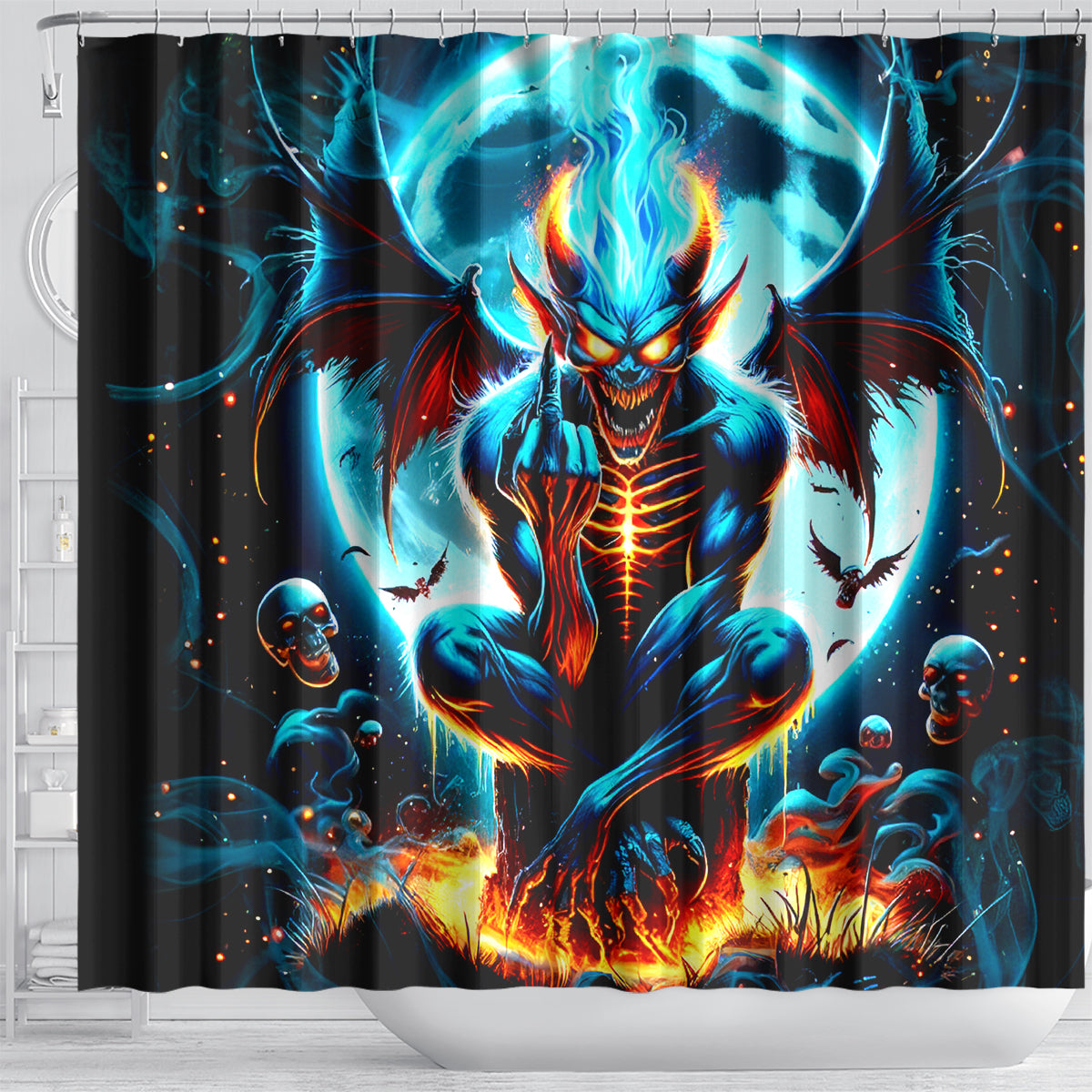 Devil Skull Shower Curtain One Day I'm Gonna Just Say And Let My Demons Out Play
