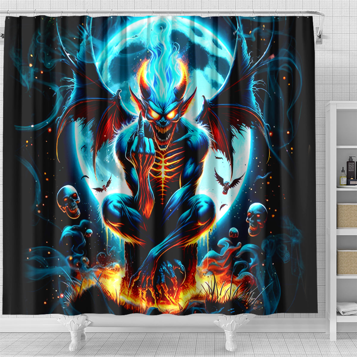 Devil Skull Shower Curtain One Day I'm Gonna Just Say And Let My Demons Out Play