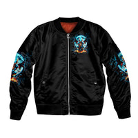 Devil Skull Sleeve Zip Bomber Jacket One Day I'm Gonna Just Say And Let My Demons Out Play - Wonder Print Shop