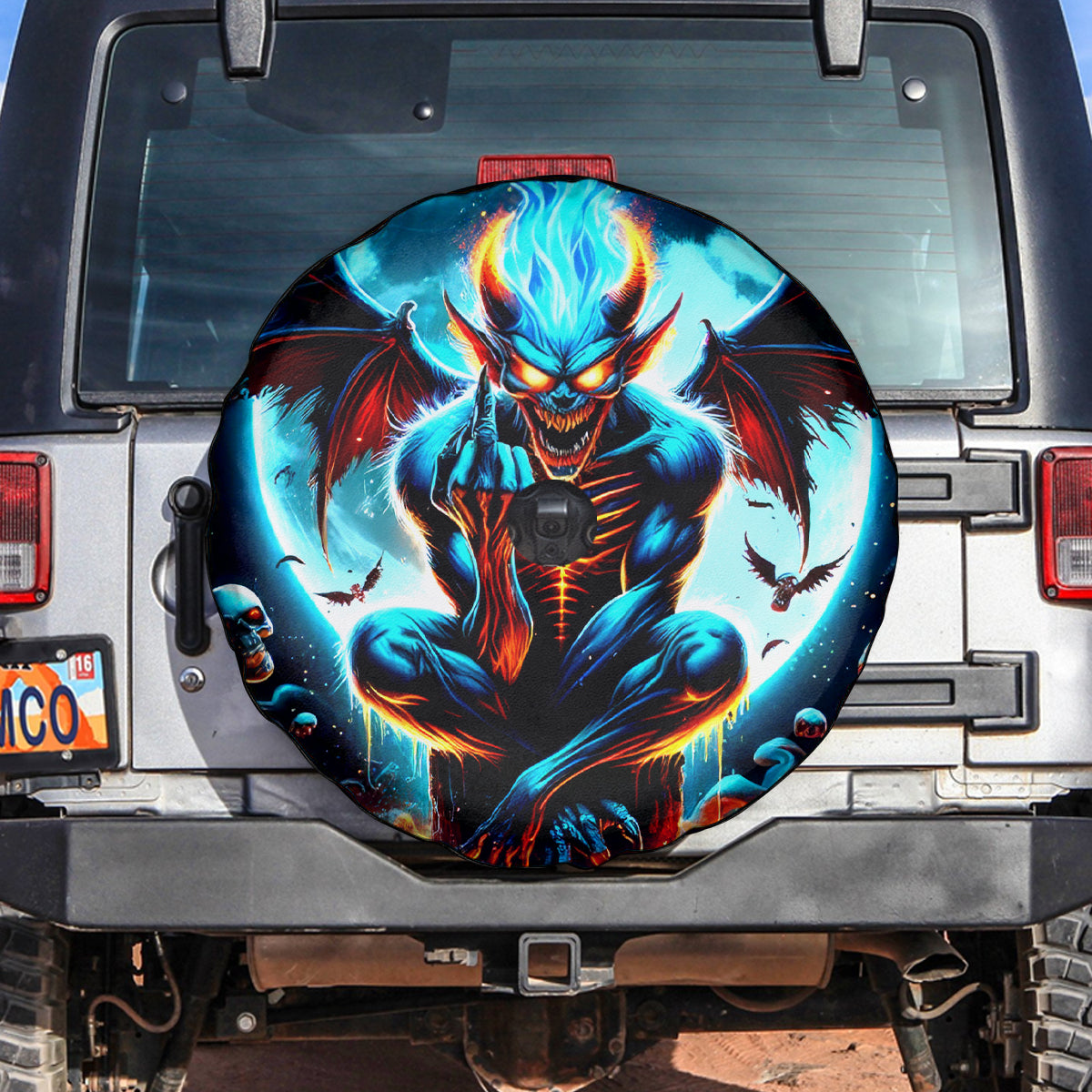 Devil Skull Spare Tire Cover One Day I'm Gonna Just Say And Let My Demons Out Play - Wonder Print Shop