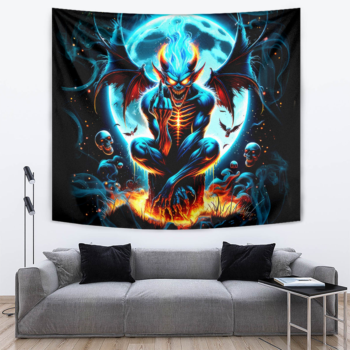 Devil Skull Tapestry One Day I'm Gonna Just Say And Let My Demons Out Play - Wonder Print Shop