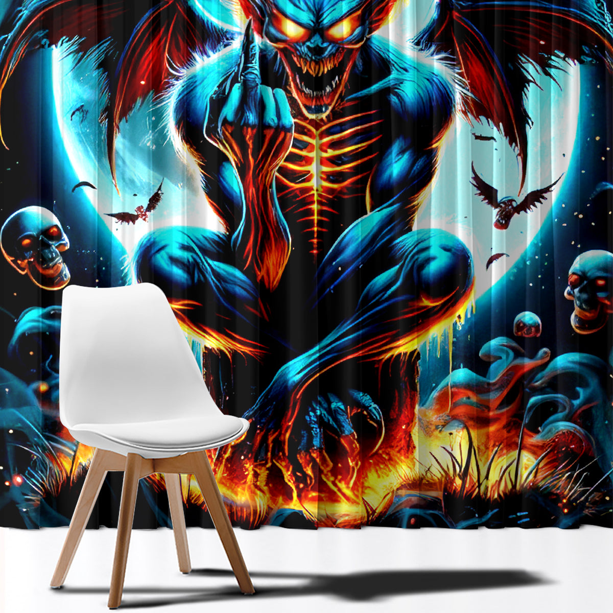 Devil Skull Window Curtain One Day I'm Gonna Just Say And Let My Demons Out Play - Wonder Print Shop