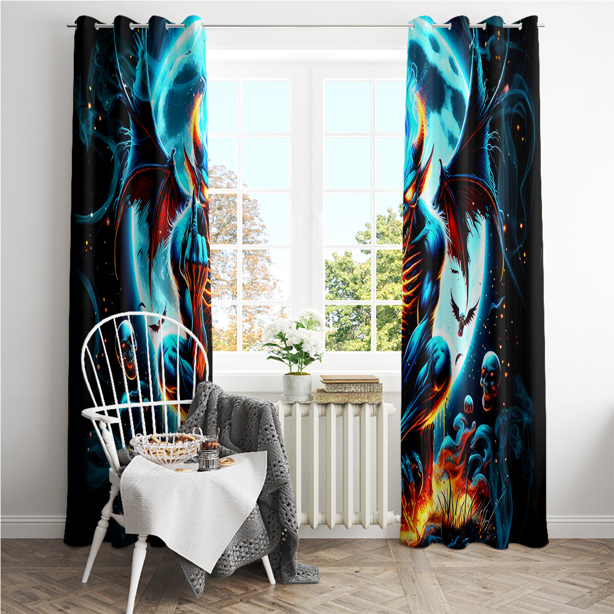 Devil Skull Window Curtain One Day I'm Gonna Just Say And Let My Demons Out Play - Wonder Print Shop