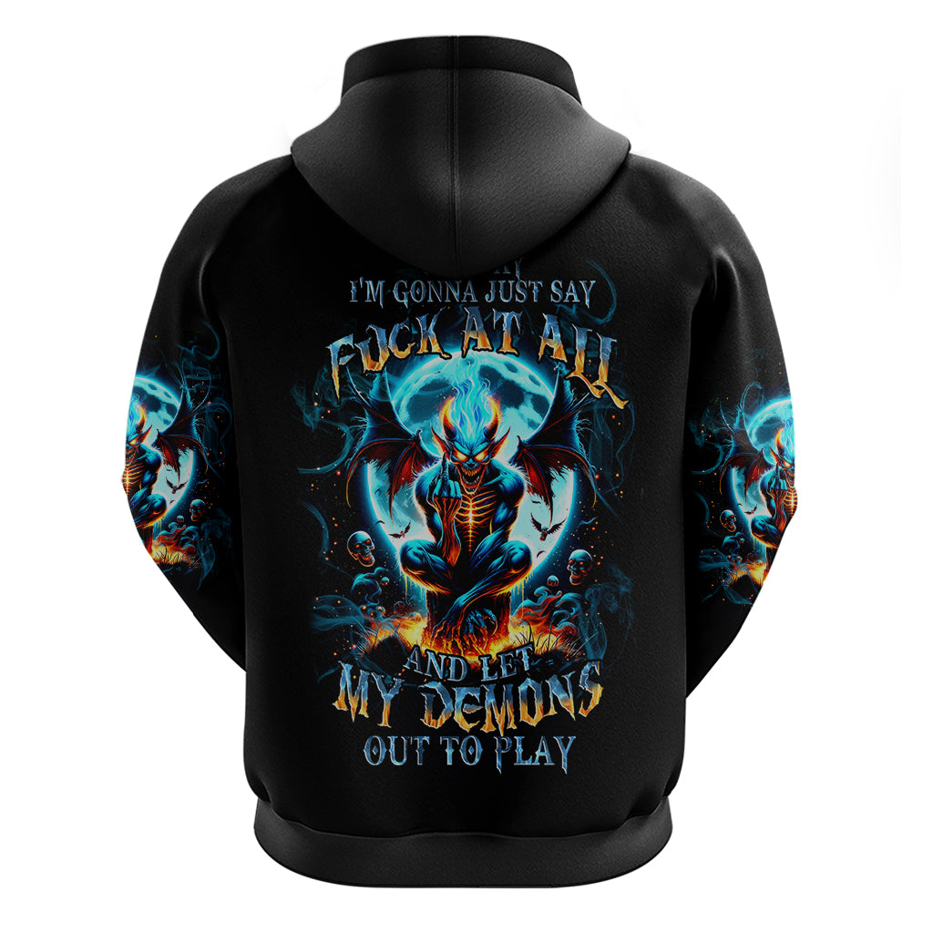 Devil Skull Zip Hoodie One Day I'm Gonna Just Say And Let My Demons Out Play - Wonder Print Shop