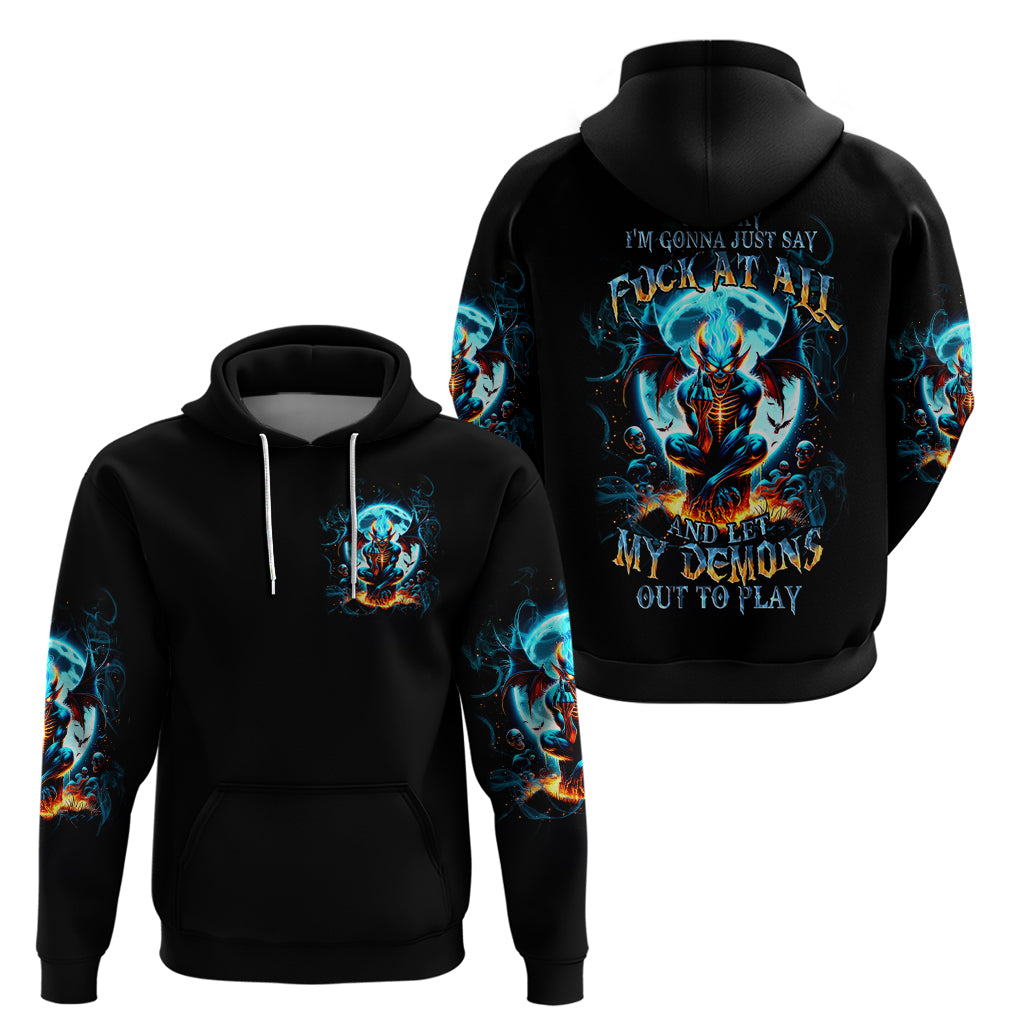 Devil Skull Zip Hoodie One Day I'm Gonna Just Say And Let My Demons Out Play - Wonder Print Shop