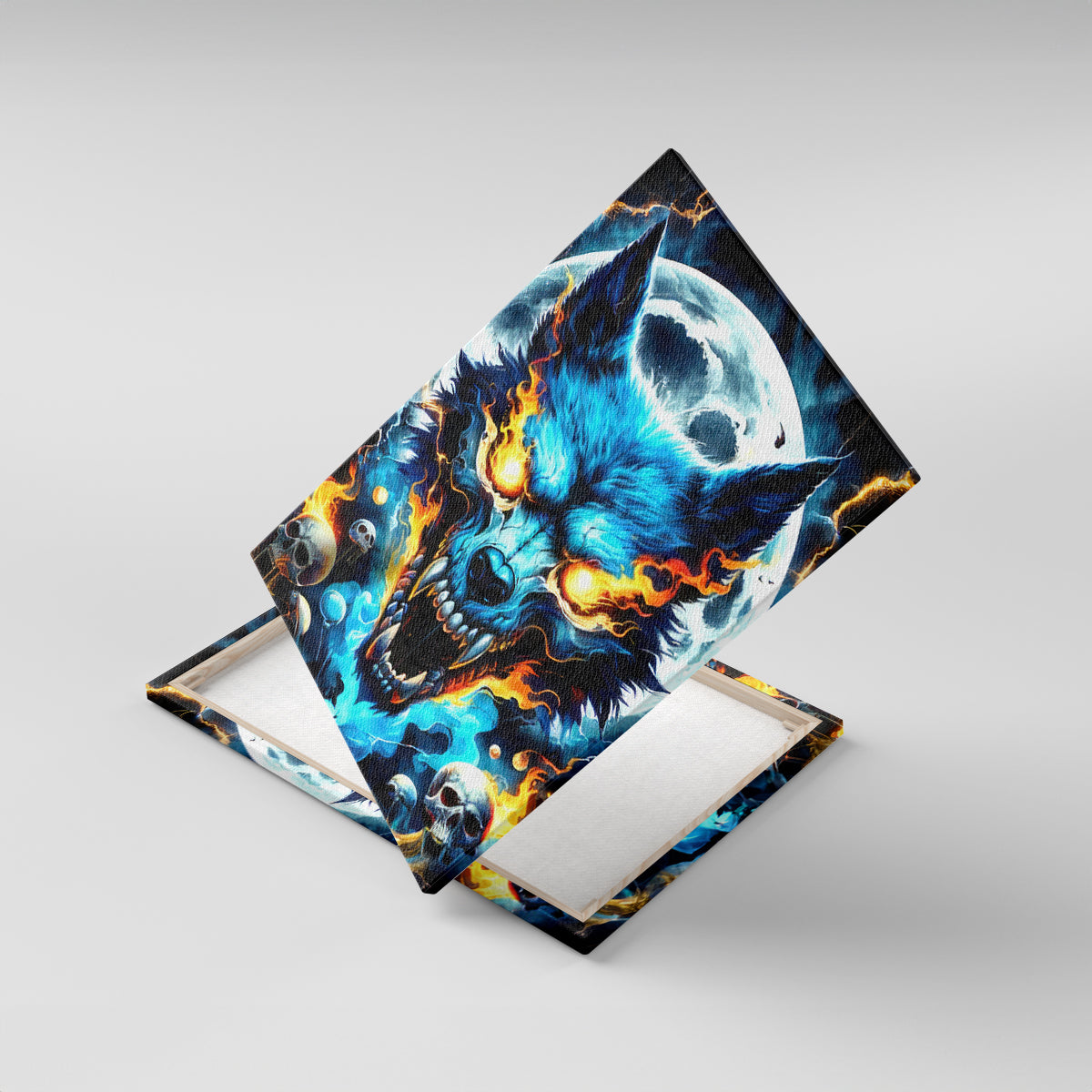 Wolf Skull Canvas Wall Art Born As Human But Wolft At Heart - Wonder Print Shop