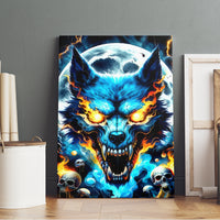 Wolf Skull Canvas Wall Art Born As Human But Wolft At Heart - Wonder Print Shop