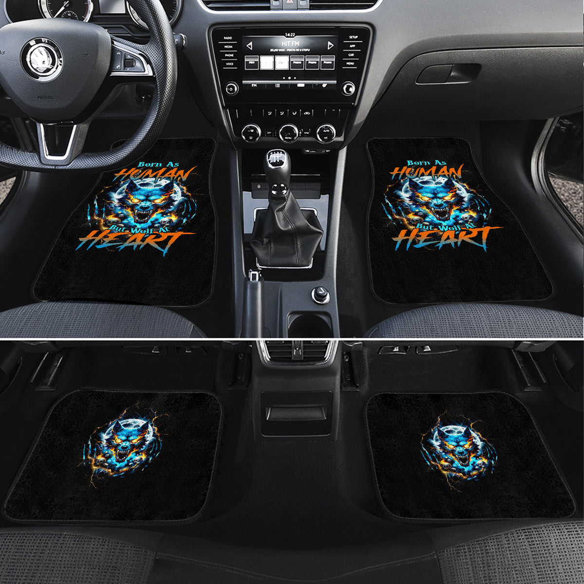 Wolf Skull Car Mats Born As Human But Wolft At Heart - Wonder Print Shop