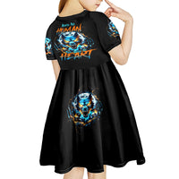 Wolf Skull Kid Short Sleeve Dress Born As Human But Wolft At Heart - Wonder Print Shop