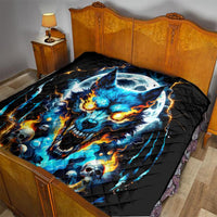 Wolf Skull Quilt Born As Human But Wolft At Heart - Wonder Print Shop